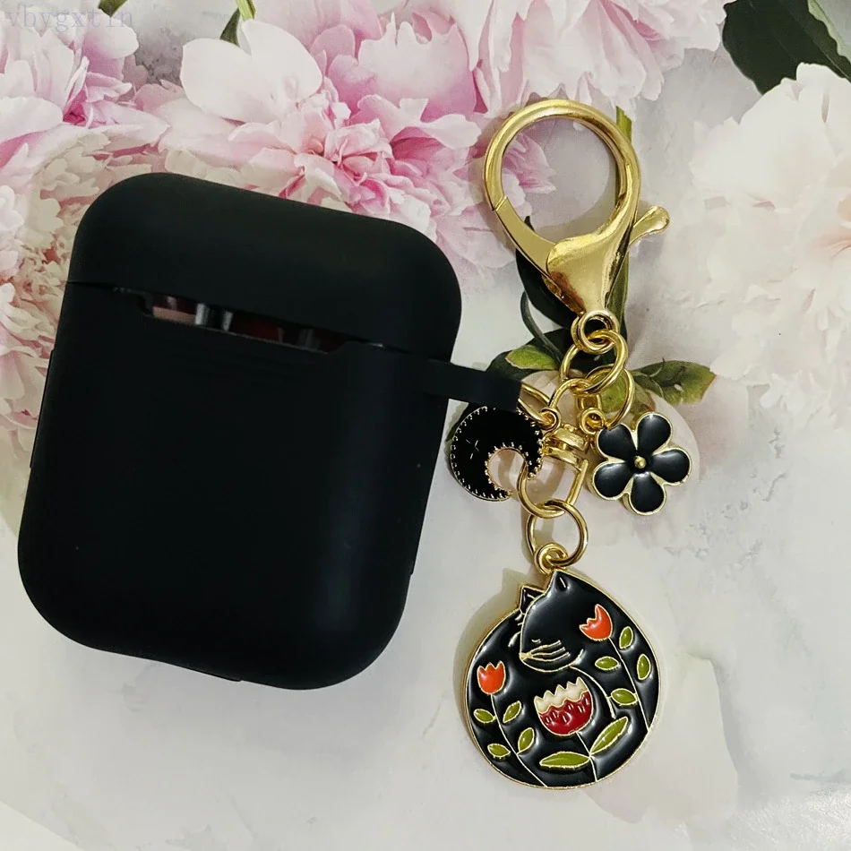 

New Silicone Earphones Case For AirPods 2 Case Korea Cute Bear Cartoon Case Air Pods Luxury Flower Keyring Covers Accessories