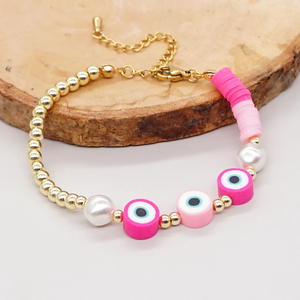 Go2BoHo браслет сглаза модные ювелирные изделия золотые бусины искусственный