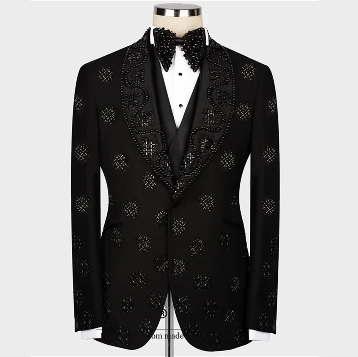 Стильные дизайнерские смокинги из бисера мужские костюмы комплекты 3 предметов