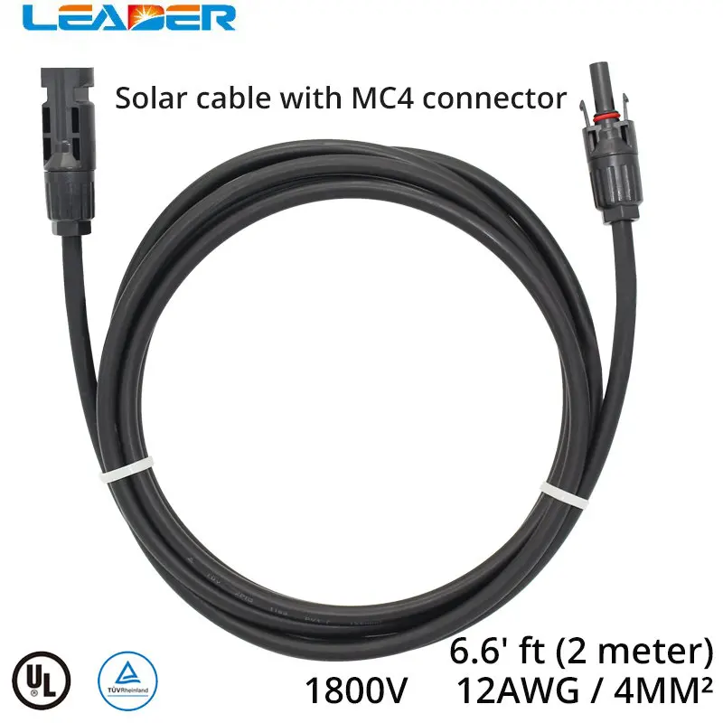 

LEADER SOLAR 5pcs/lot Wholesales Hot Selling 2 Metre (6.56 Feet) SOLAR PANEL PV CABLE - PV PV Extension 12 AWG Solar Cable