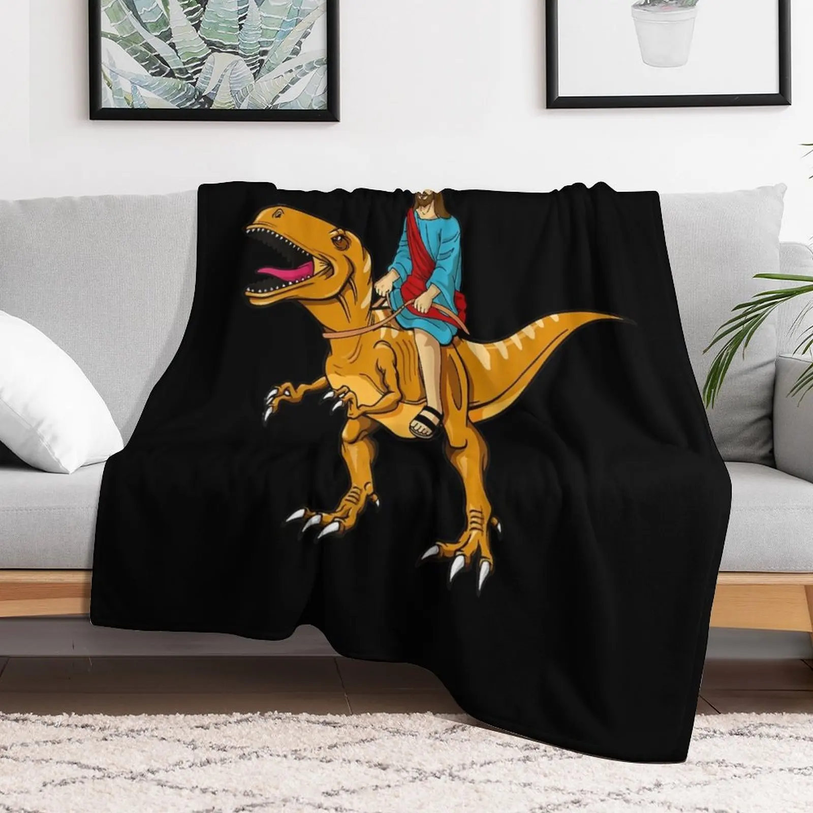 Забавная пародия Иисус езда на динозаврах милое одеяло с динозавром-мемом среда