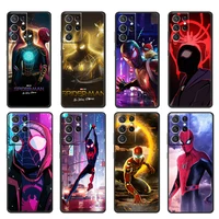 avengers hero spiderman for samsung galaxy s22 s21 s20 ultra plus pro s10 s9 s8 s7 5g soft silicone black phone case coque cover