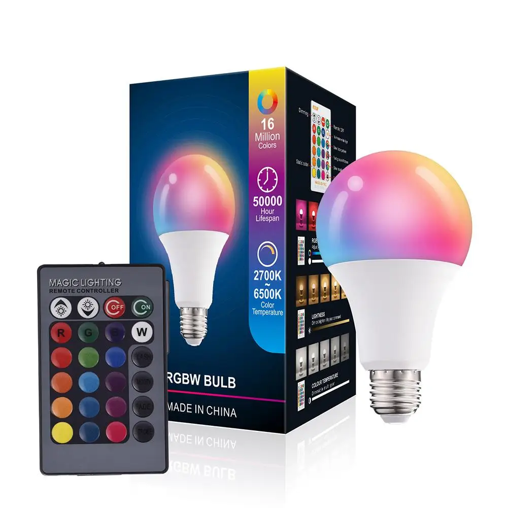 Bombilla LED E27 RGB para decoración del hogar, foco inteligente con Control...