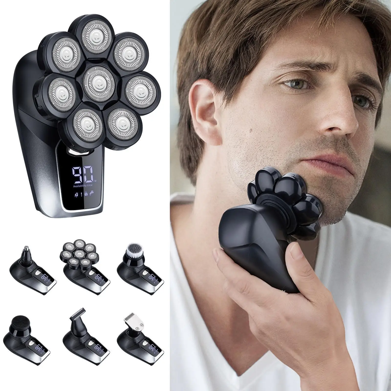 

Men's Electric Shaver USB Rechargeable Floating Shaving Machine Waterproof Beard Trimmer Face Clear Razor For Men