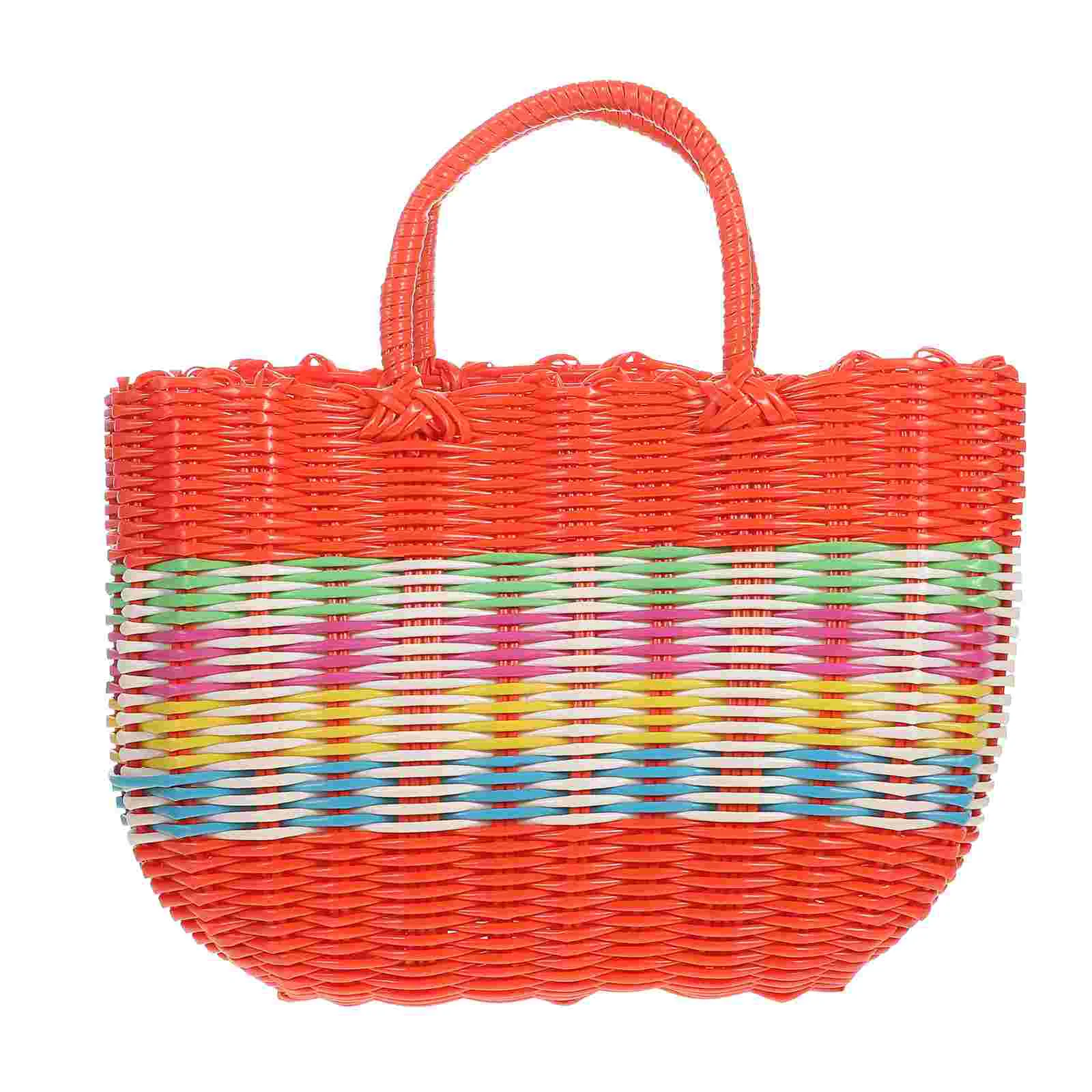

Decorative Basket Household Storage Toiletries Portable Shopping Bathroom Organizing Weaving Plastic Gift Women's Tote Bag