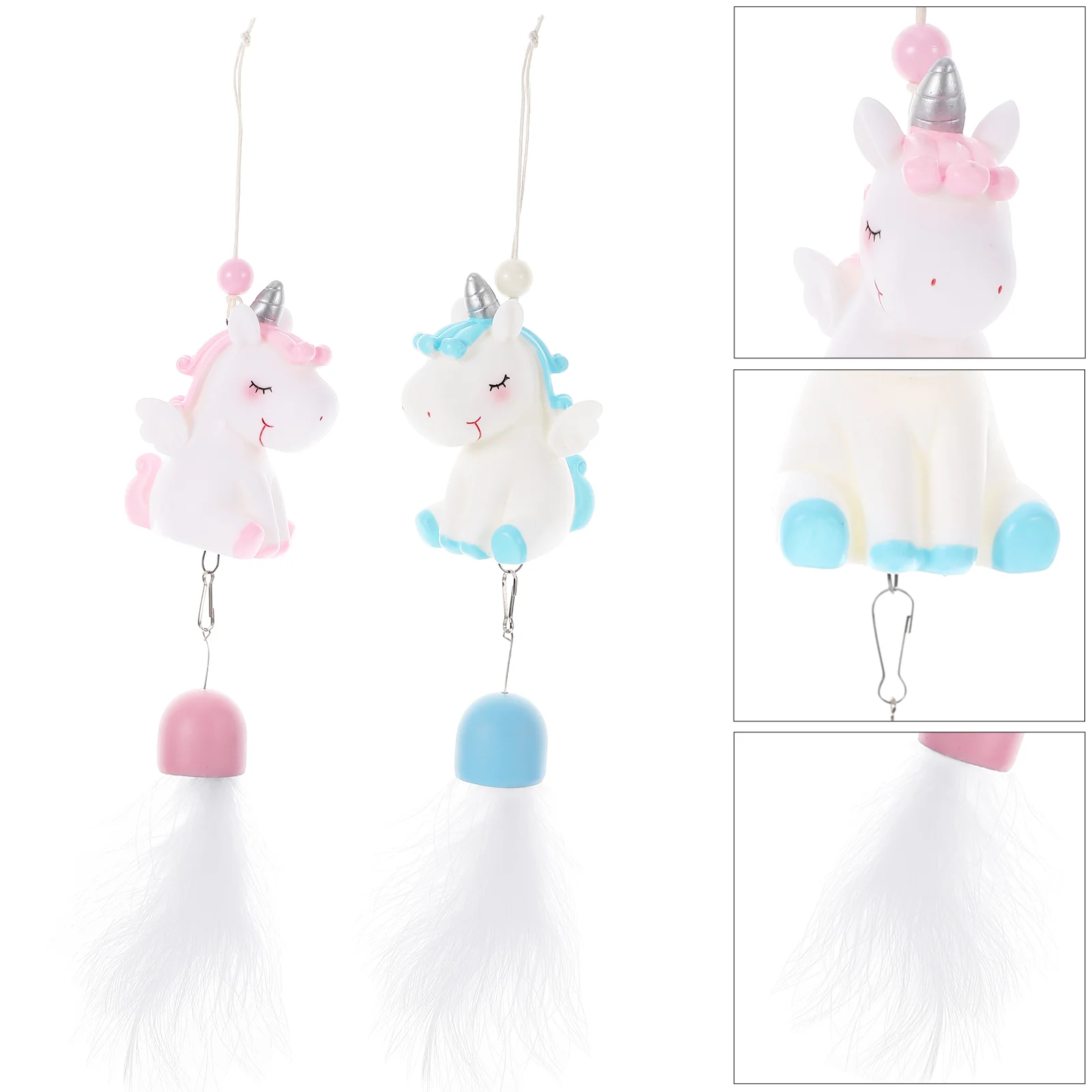 

2 Pcs Unicorn Wind Chime Car Coat Hanger Resin Window Hanging Decor Baby