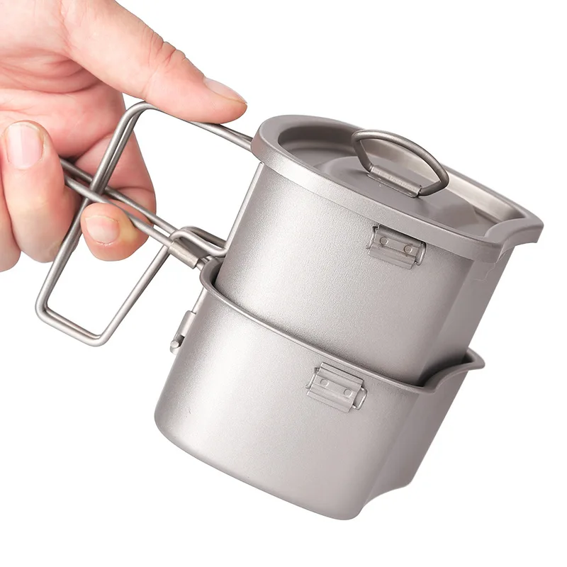 Pure Titanium Kettle Lunch Box Outdoor Camping Hiking Picnic Set Of Wild Survival Kettle Storage Box Lunch Portable Trekking Gea