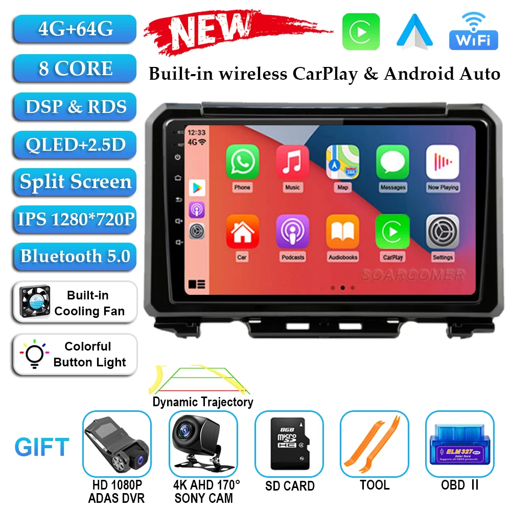 

Android 15 для Suzuki Jimny 2018 2019 2020 автомобильный радиоприемник мультимедийный стерео видеоплеер GPS-навигация Carplay Auto DSP RDS 2Din DVD