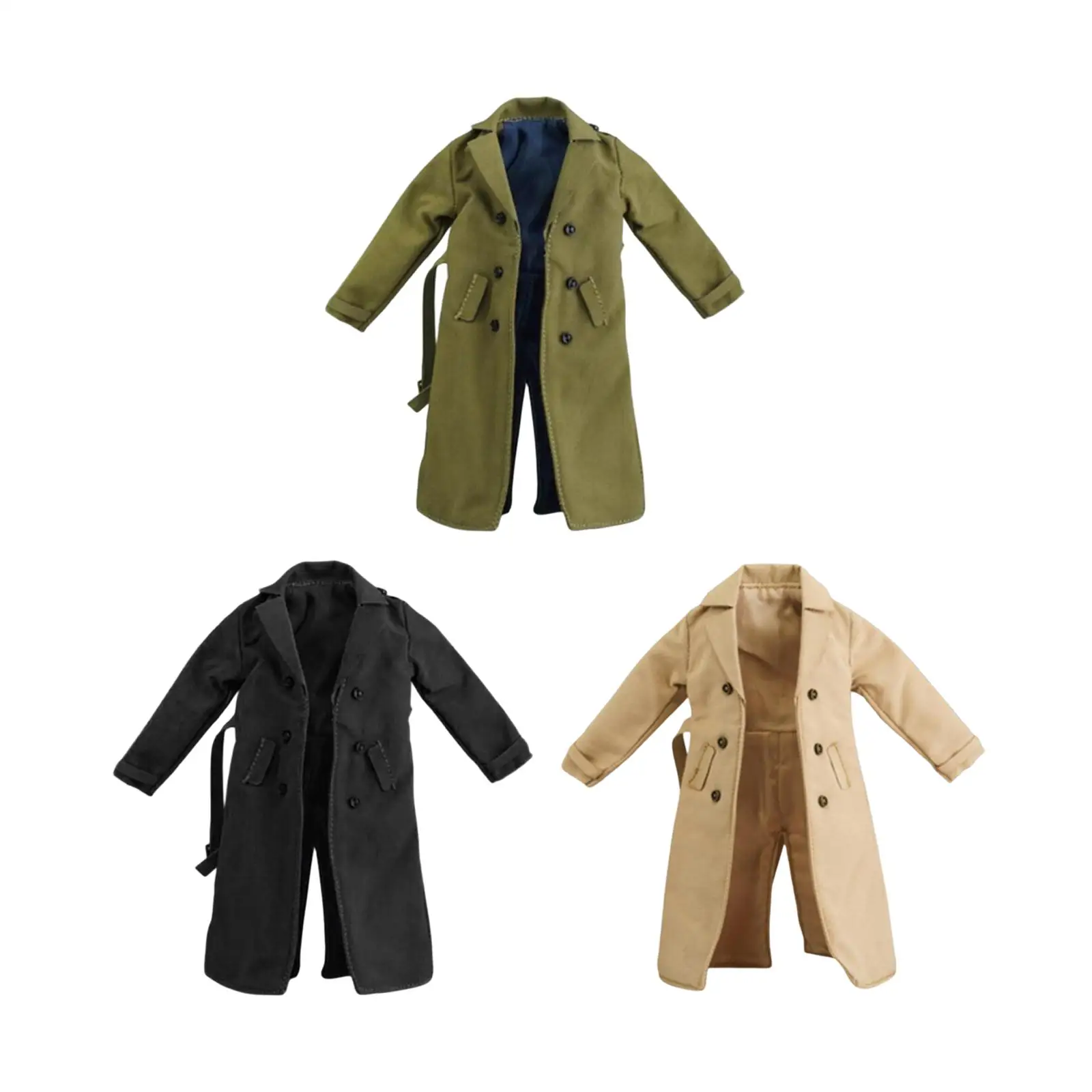 

1/12 Scale Trench Coat Costume Handmade Doll Clothes for 6" Doll Model Male Female Action Figures Dress up Accs