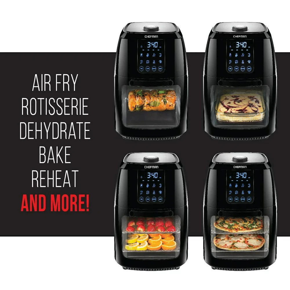 

Digital Air Fryer, Rotisserie, Dehydrator, Convection Oven, BPA-Free, Auto Shutoff, Black