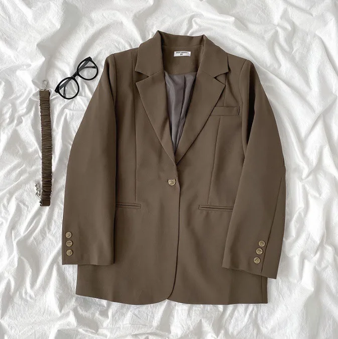 Свободное пальто для девушек на весну и осень новинка 2024 утягивающий костюм топы