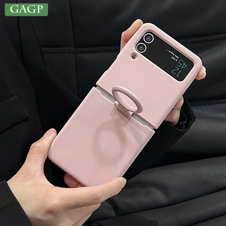 

For Samsung Z Flip 4 Ring Holder Liquid Silicone Case For Samsung Galaxy Z Flip 3 4 ZFlip4 ZFlip3 Zflip4 Candy Pure Color Cover