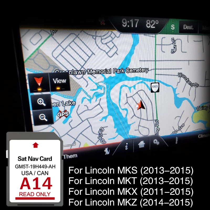 

GM5T-19H449-AH USA CAN Mex North America Area Car Sd Card A14 Cid Maps Gps Navigation For Lincoln Car NAVI Accessories