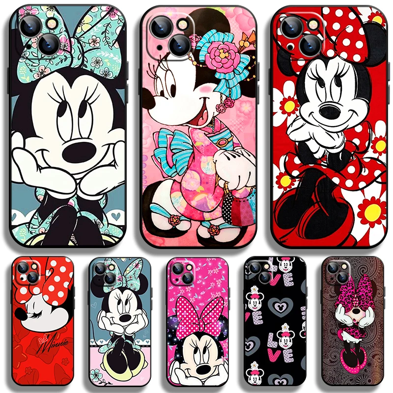 

Disney Minnie Mouse Black Phone Case For Apple iPhone 14 13 12 11 Pro Max Mini XS Max X XR 7 8 Plus Cover