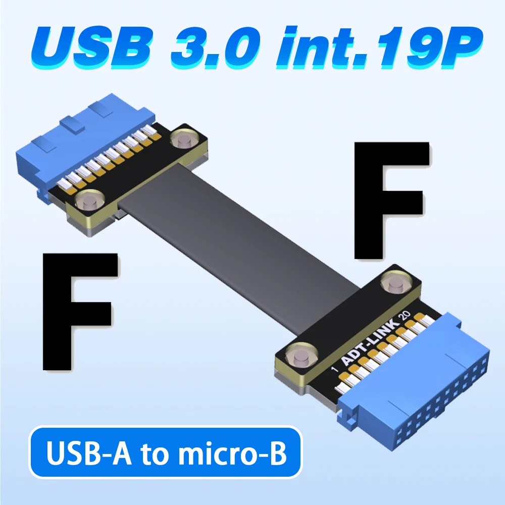 

ADT USB 3,0 Int. 19Pin плоский кабель usb внутренний 19-контактный материнская плата передние и задние углы с удлинительным шнуром с отверстиями для винтов