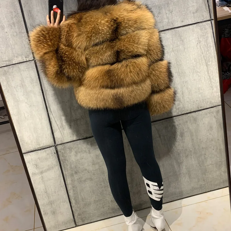 Fur Jacket Faux Raccoon Fur Stitching Women's Fur Long Sleeves Jacket 2022 New Elegant Fashion Winter Streetwear Jacket For Lady