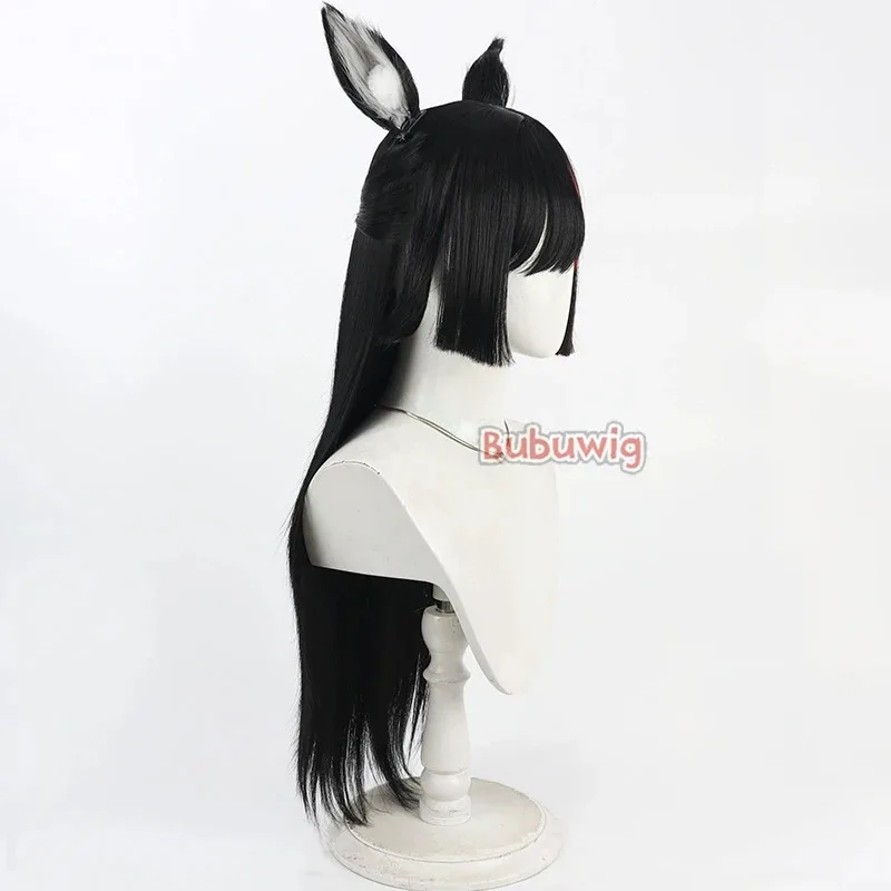 Фото CySynthetic Hair Ookami Mio Косплей Парики Виртуальный YouTuber Ookami Mio 90 см Длинный Прямой Черный Смешанный Красный Парик Термостойкий №1