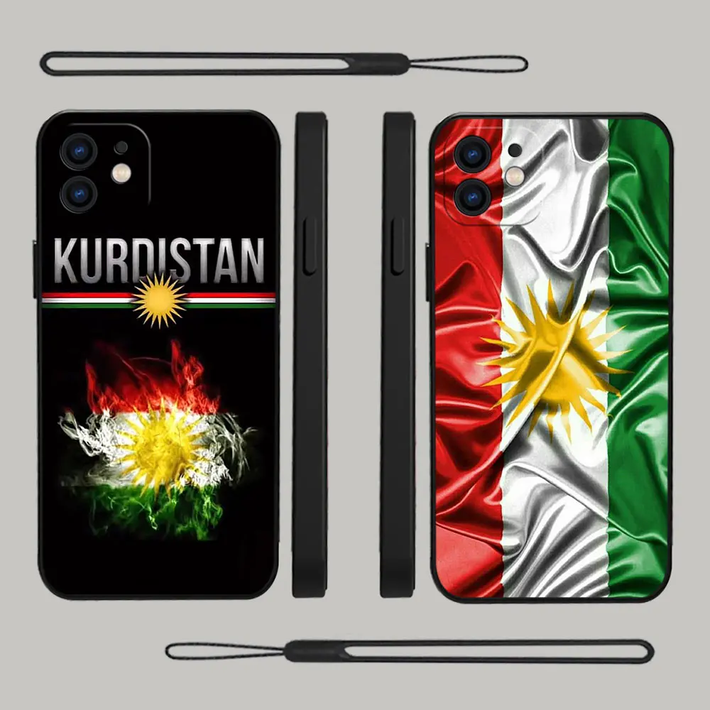

Kurdistan Flag Luxury Phone Case For iPhone 14 13 12 11 Pro Max Mini X XR XS MAX SE20 8 7 Plus 6 6S Plus with Hand Strap