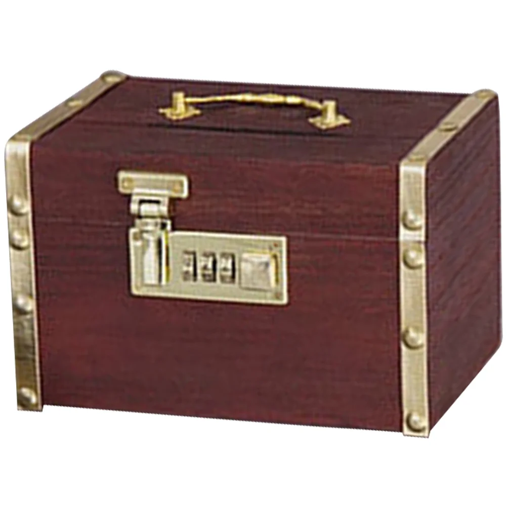 

Piggy Bank Retro Jewelry Case Wood Saving Pot Money Coin Wooden Jar Child Gift Holder Vintage