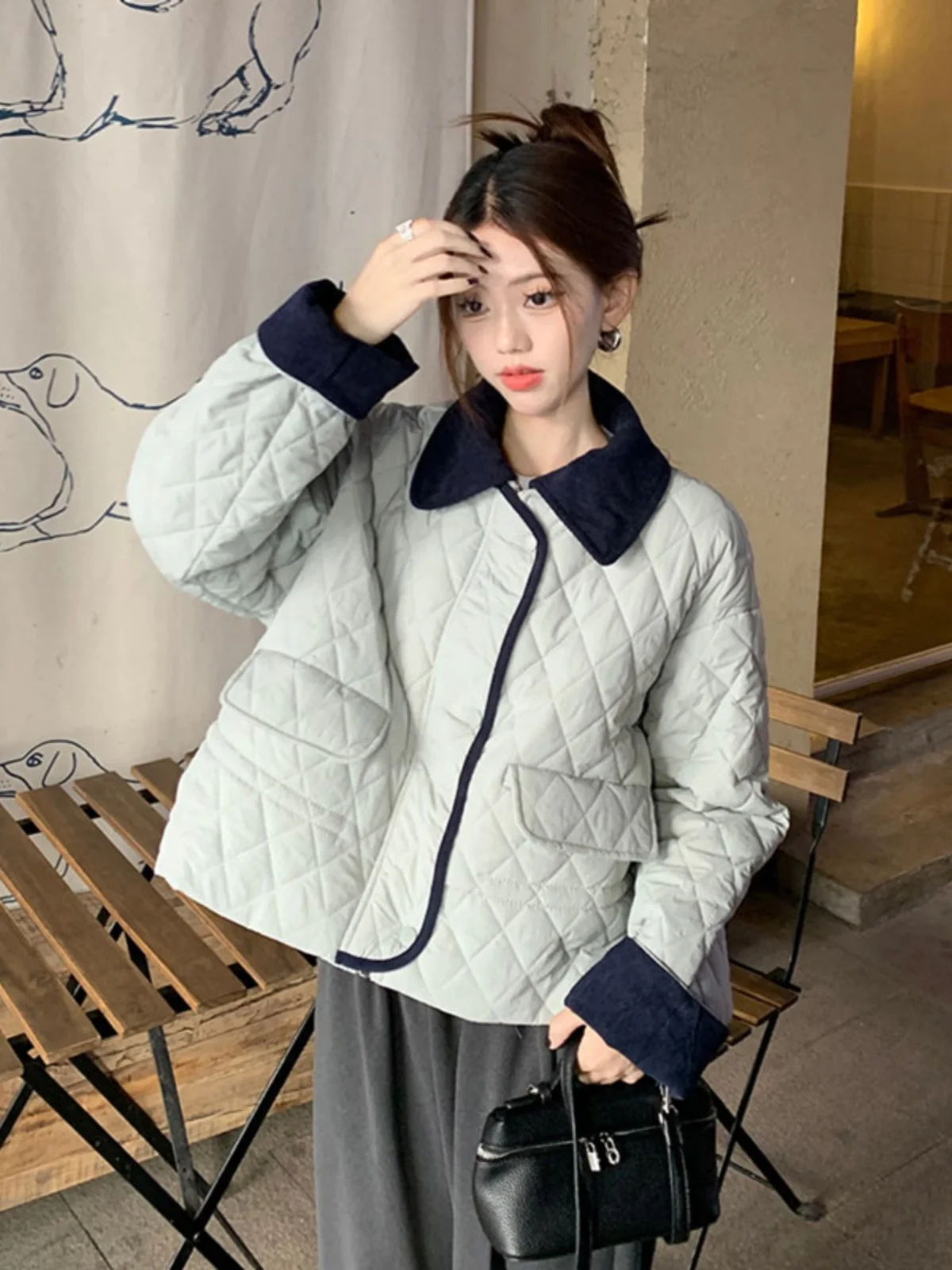 Корейская зимняя маленькая куртка на хлопковой подкладке. Высококачественная