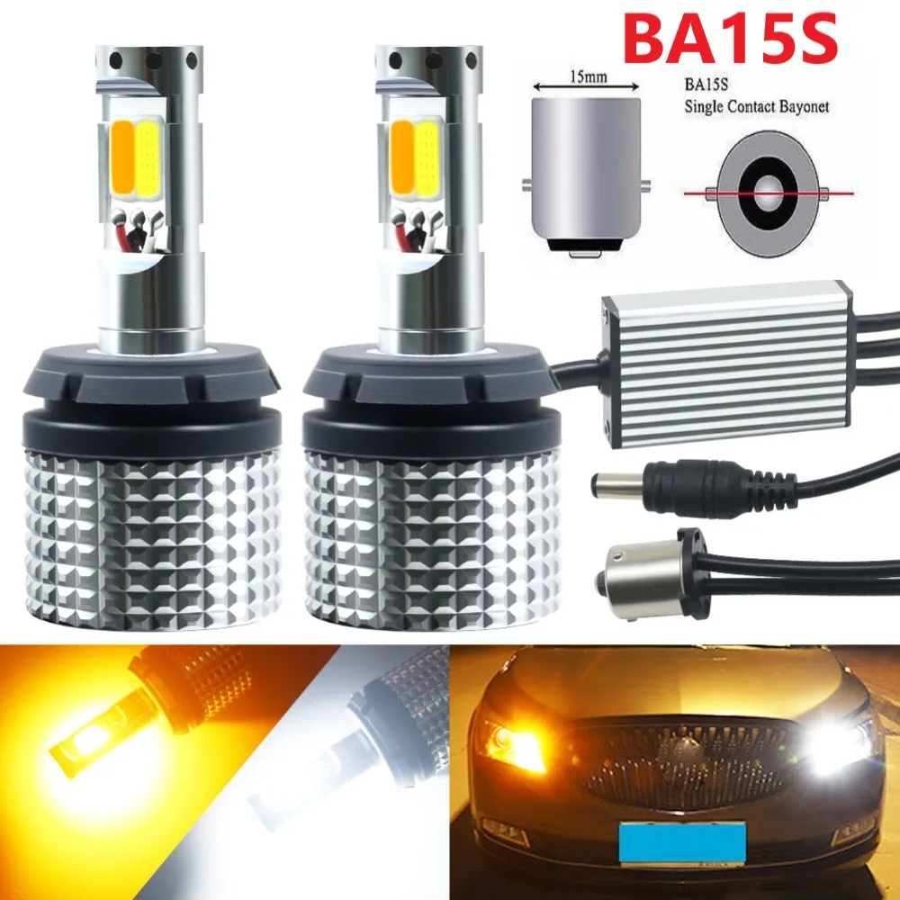 

Дневные ходовые огни 1156 7440 7443 3157 3156 BA15S/BAU15S Светодиодная лампа для авто DRL Белый Вождение Желтый указатель поворота Автомобильный двойной режим