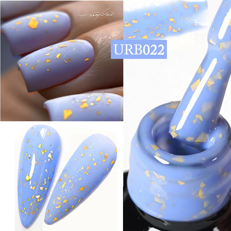 UR SUGAR Blue Color Rubber Base Gel Nail Polish Gold Glitter Base Gel Top Coat Soak Off UV LED Gel Nail Art Varnish Manicure