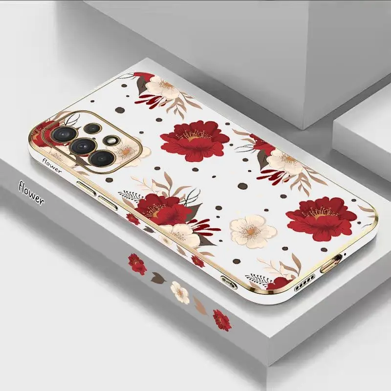 

Art Fuso Flower Luxury Plating Phone Case For Samsung Galaxy A73 A71 A42 A52 A32 A53 A03S A04 A03 A54 A51 Cover