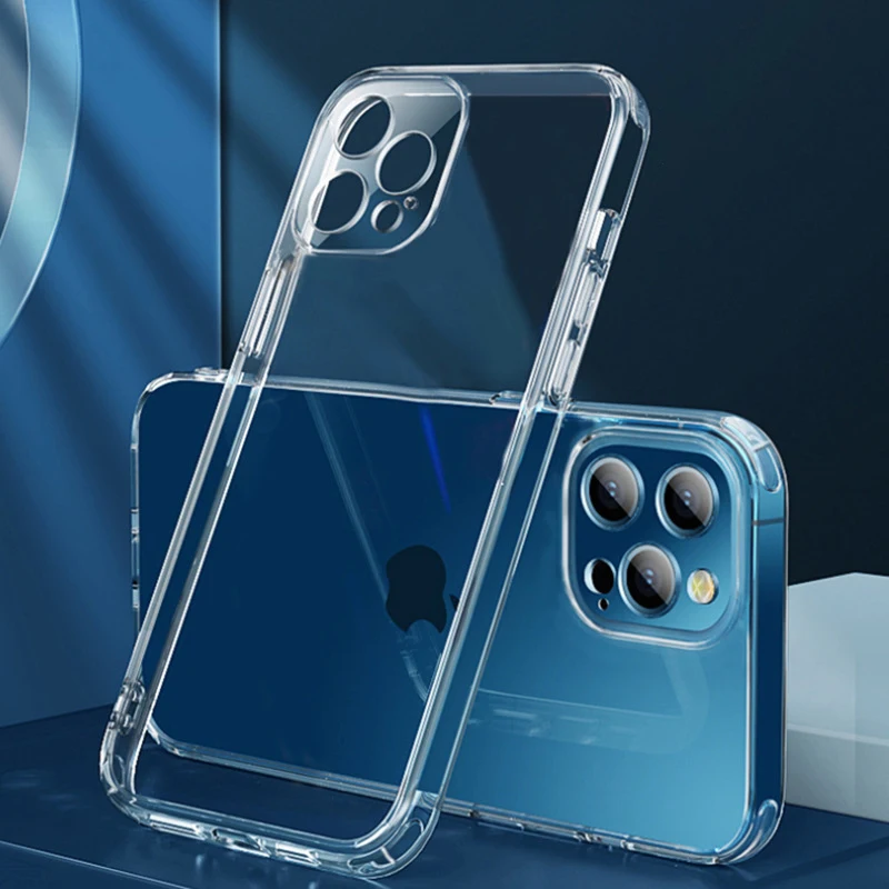 

Clear Shockproof Case For iPhone 14 13 12 11 Pro Max 7 8 Plus X XR XS Max SE2 2020 Silicone Soft Cover Camera Lens Protection