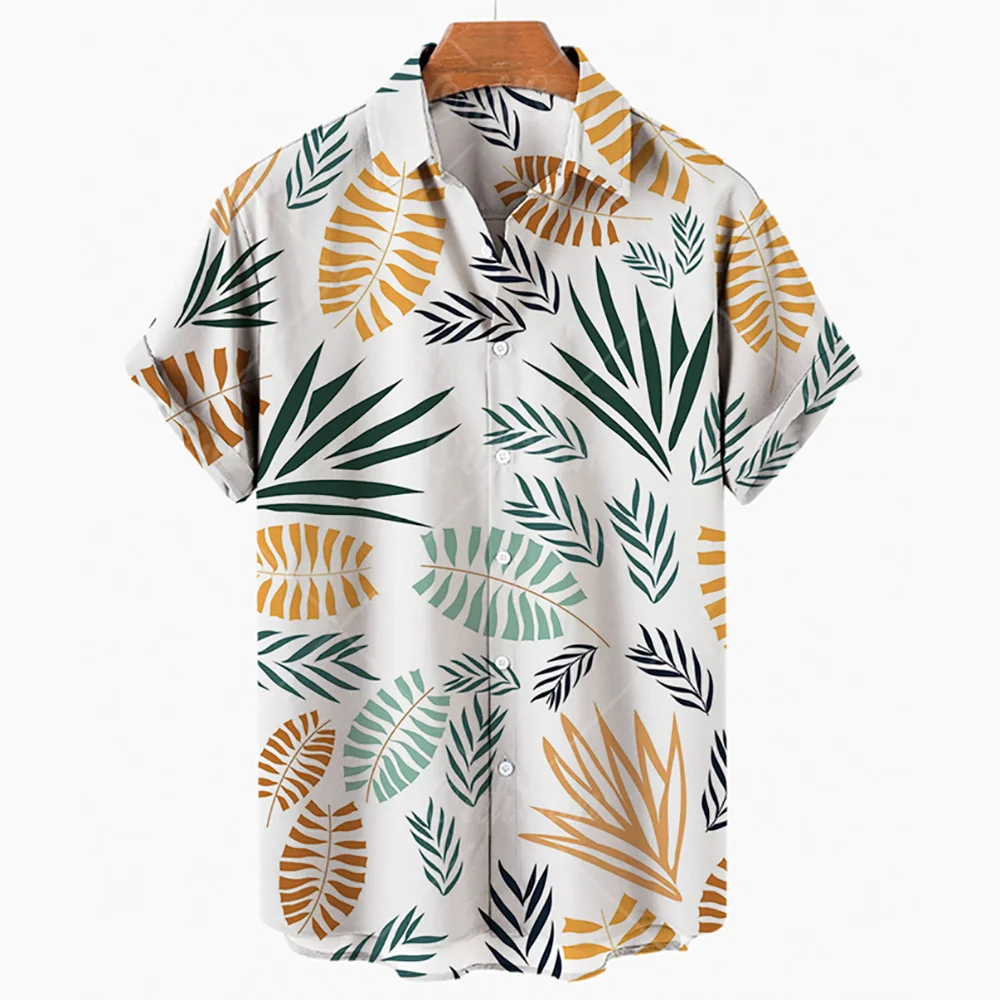 

Summer Men Hawaii Vacation Casual Leaf 3d Printed Shirts For Men Short Sleeve Lapel Breathable Funny Tops Shirt Gym Clothing Men