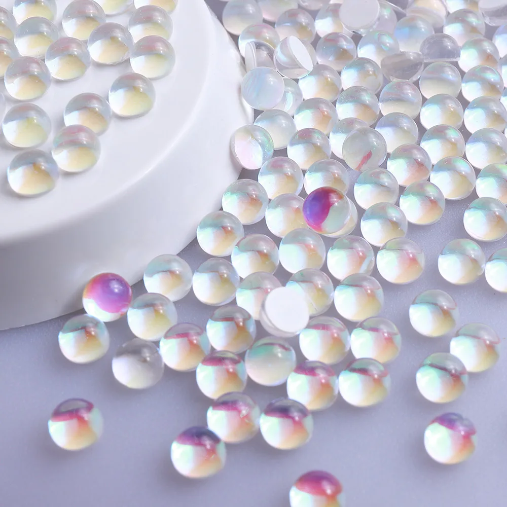 1440Pcs Mixed Size White Mermaid Round Glass Rhinestones 3D Nail Art Rhinestones Glitter Crystal Beads for Nail Art Decorations