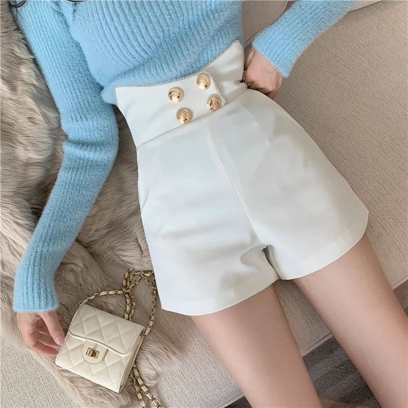 Women's Casual Shorts Y2k Fashion High Waisted Loose Solid Color Lrregular Design Kroean Version Straight Ladie Summer Pants