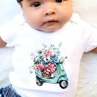 funny fashion flower electric car graphic baby onesie creative pop harajuku exquisite breathable toddler romper