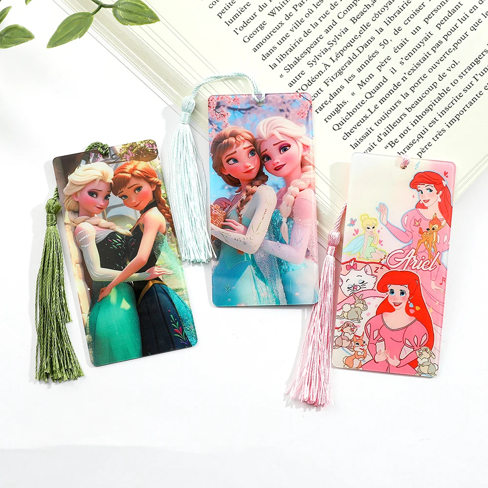 Красивая акриловая закладка принцессы Диснея Ариэль Эльза Анна с кисточкой для