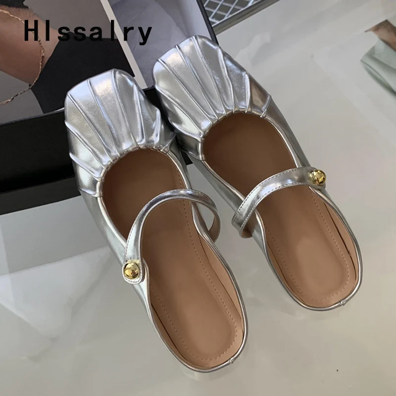 

Мюли Hlssalry женские плиссированные, мягкие повседневные туфли на плоской подошве, квадратный носок, с закрытым носком, 2023