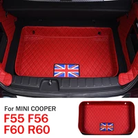 1 piece union jack styles red leather red line car rear trunk bottom protection pad for mini cooper f54 f55 f56 f60 r60 clubman