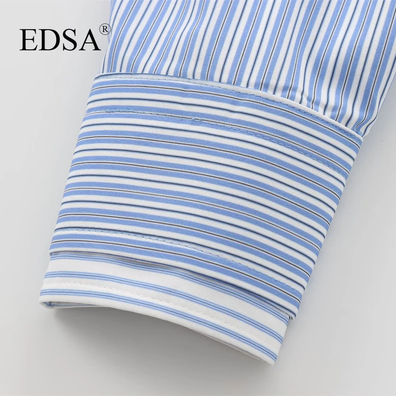 Женская Полосатая Рубашка EDSA однобортная блузка в стиле пэчворк с длинным