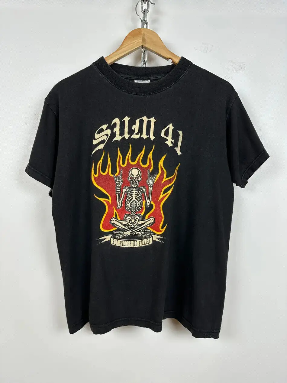 Sum 41 черная рубашка с короткими рукавами All Killer No Filler Band для мужчин и женщин KTV8280