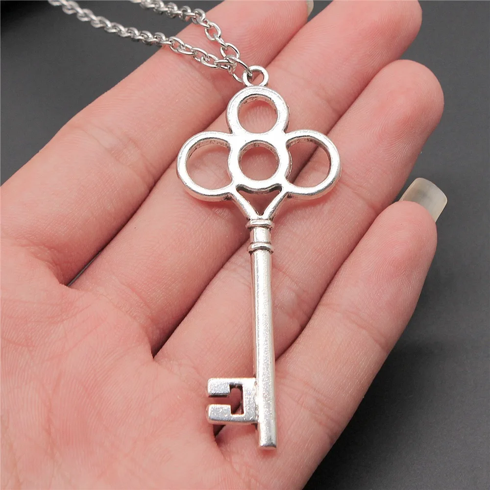 

Прямая поставка, ожерелье с кулоном в виде ключа для женщин и мужчин, покрытое античным серебром, длинная цепочка, модные ювелирные изделия, ...