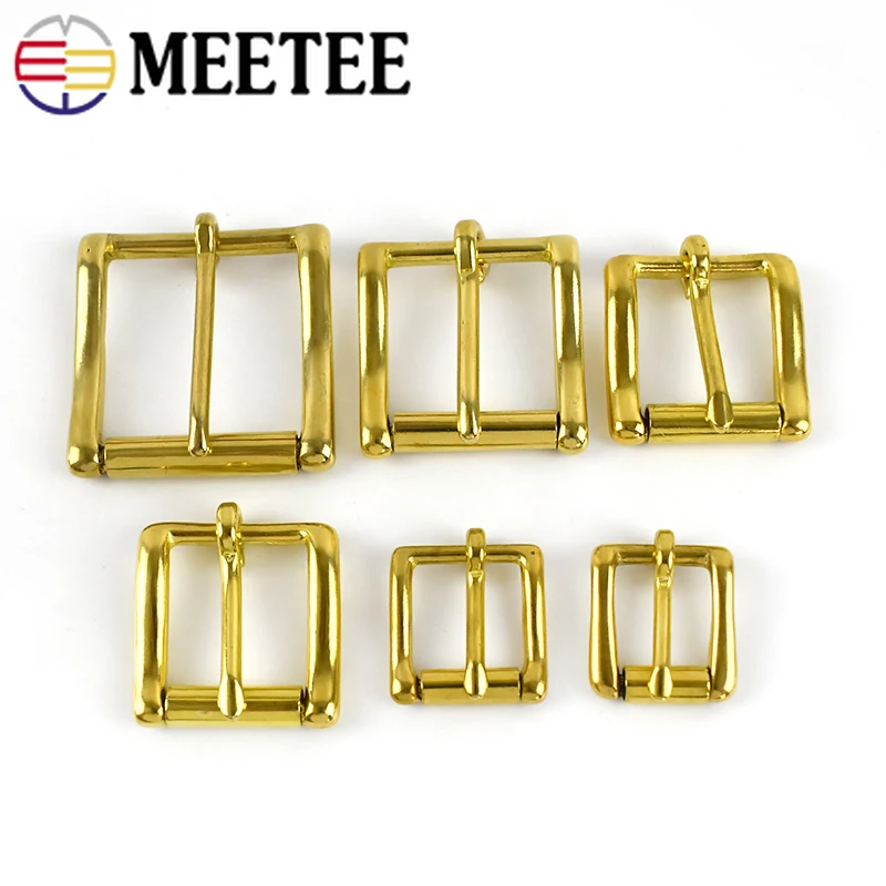 

Meetee 2pcs ID13-38mm Pure Copper Pin Buckle Brass Roller Belt Buckles DIY Strap Belts Adjustment Hook Decoration Hardware BF463