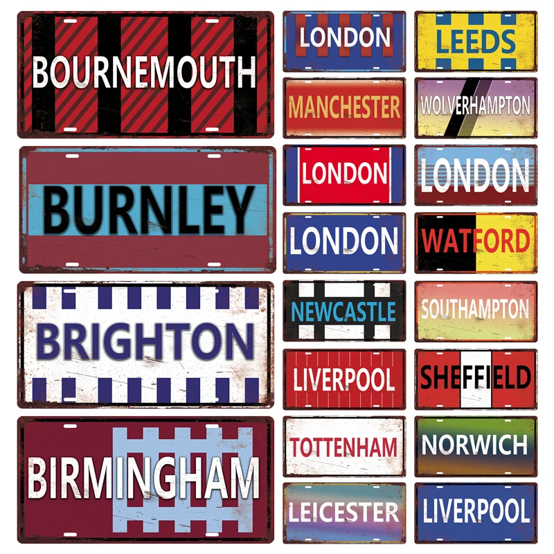 

Metal Sign England City Licenses Plate Retro Plaque Metal Vintage Plate Tin Signs for Bar Pub Man Cave Club Home Wall Decor