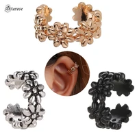 1 pair daisy flower cuff earrings for women jewelry ear piercing helix piercing clip on earrings fake piercing ear cuffs