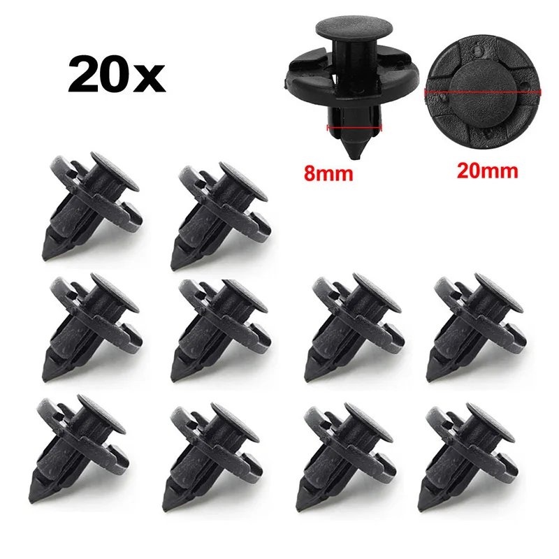 

10pair 8mm Hole Car Rivet Fastener Mud Flaps Bumper Fender Push Clips For Nissan Black Plastic Rivets Retainer Clips Nuts