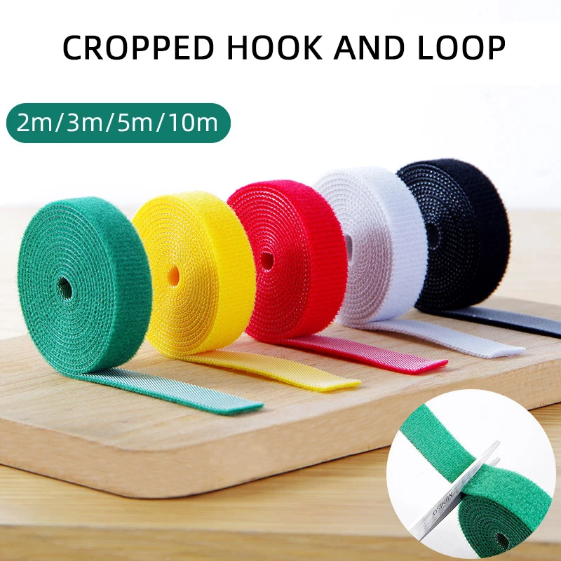 

5M/Roll 10/15mm Strap Adhesive Fastener Tape Cable Ties Reusable Double Side Cropped Hook And Loop Cable Tie Management Straps