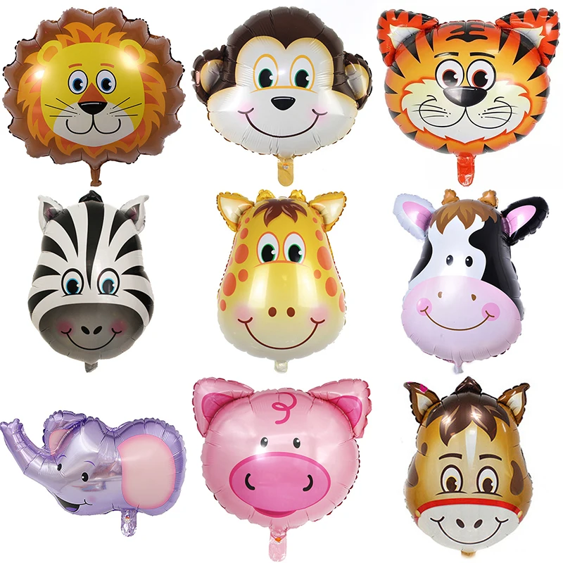 

6pcs Jungle Animals Foil Balloons Tiger Lion Inflatable Air Ballons Happy Birthday Party Decorations Kids Baby Shower Supplies