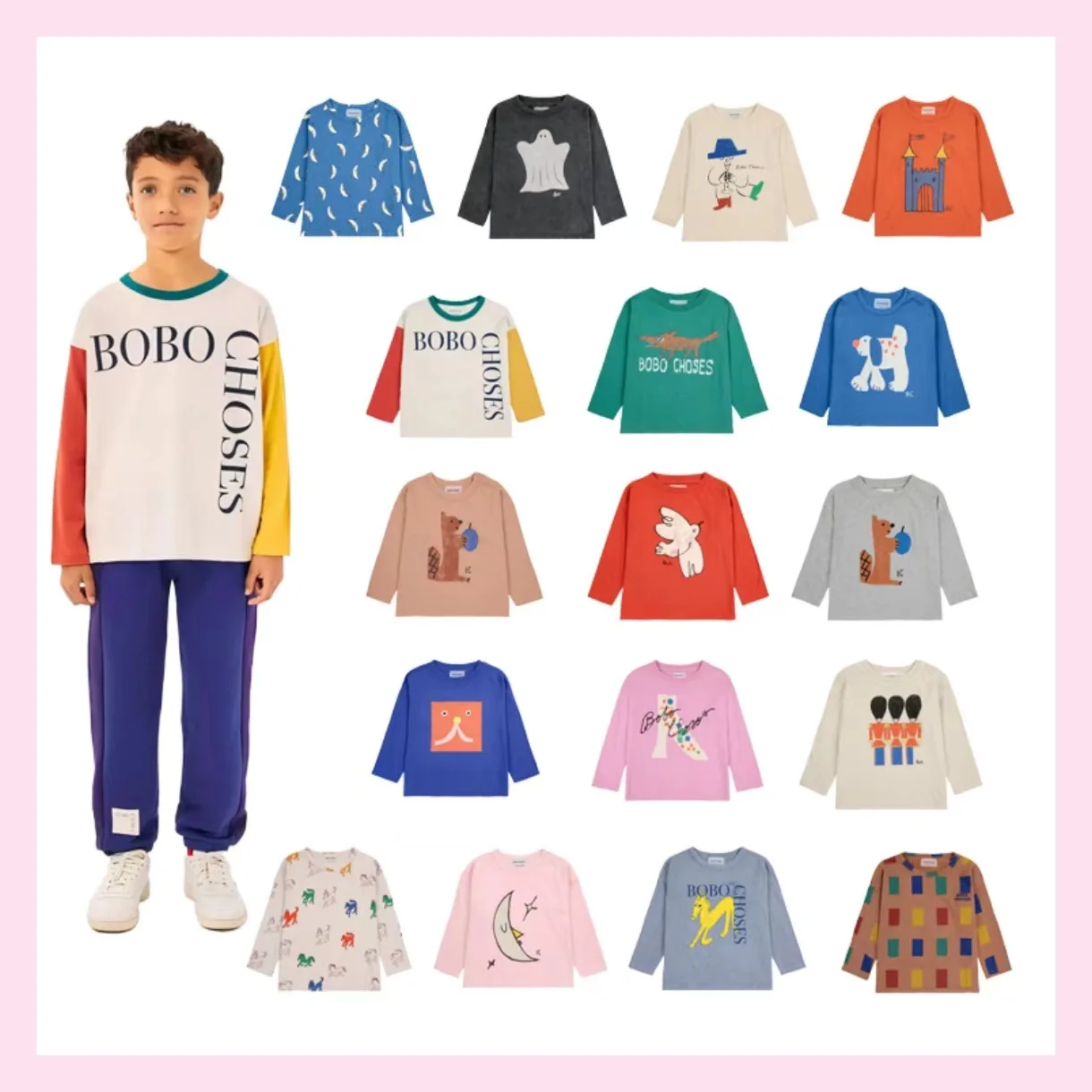 17 стилей осень/зима 2024 детская футболка с мультяшным принтом Bc для мальчиков и