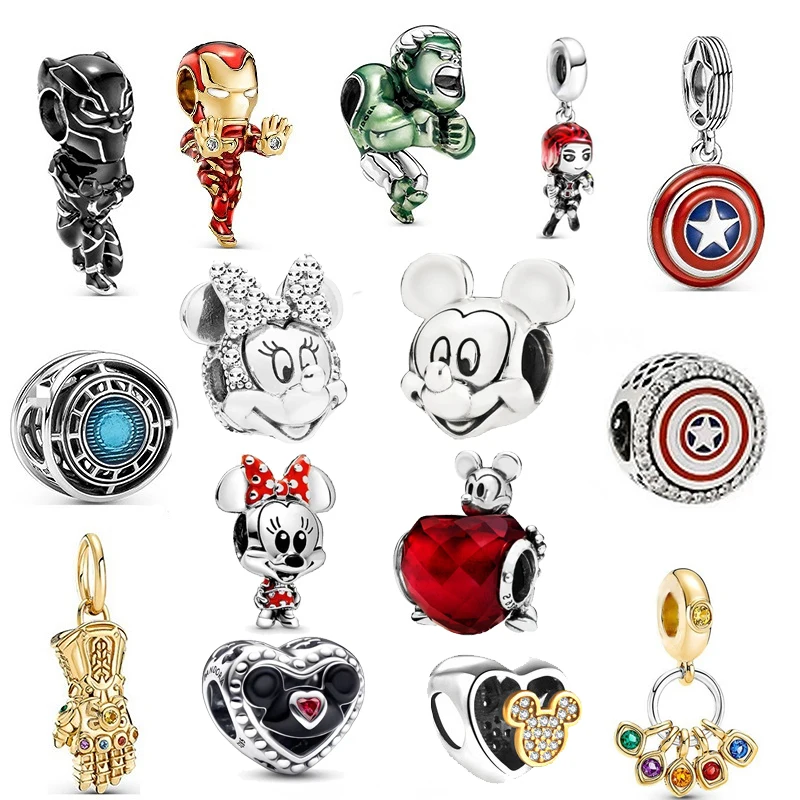 

Disney Stitch Alloy Pendant Mickey Marvel Spiderman Groot Charm Bead Pendant Fit DIY Pandora Women Bracelet Jewelry Accessories
