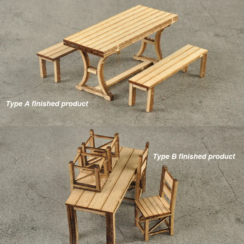 

Scale 1:35 Miniature Asscembly Model Chair Wood Diy Kid Toys Building Dollhouse Scene Layout Diorama Kit 2Pcs