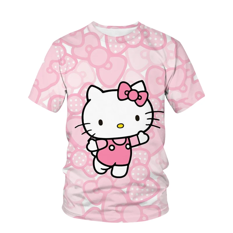 

Женская футболка с коротким рукавом, круглым вырезом и принтом Hello Kitty