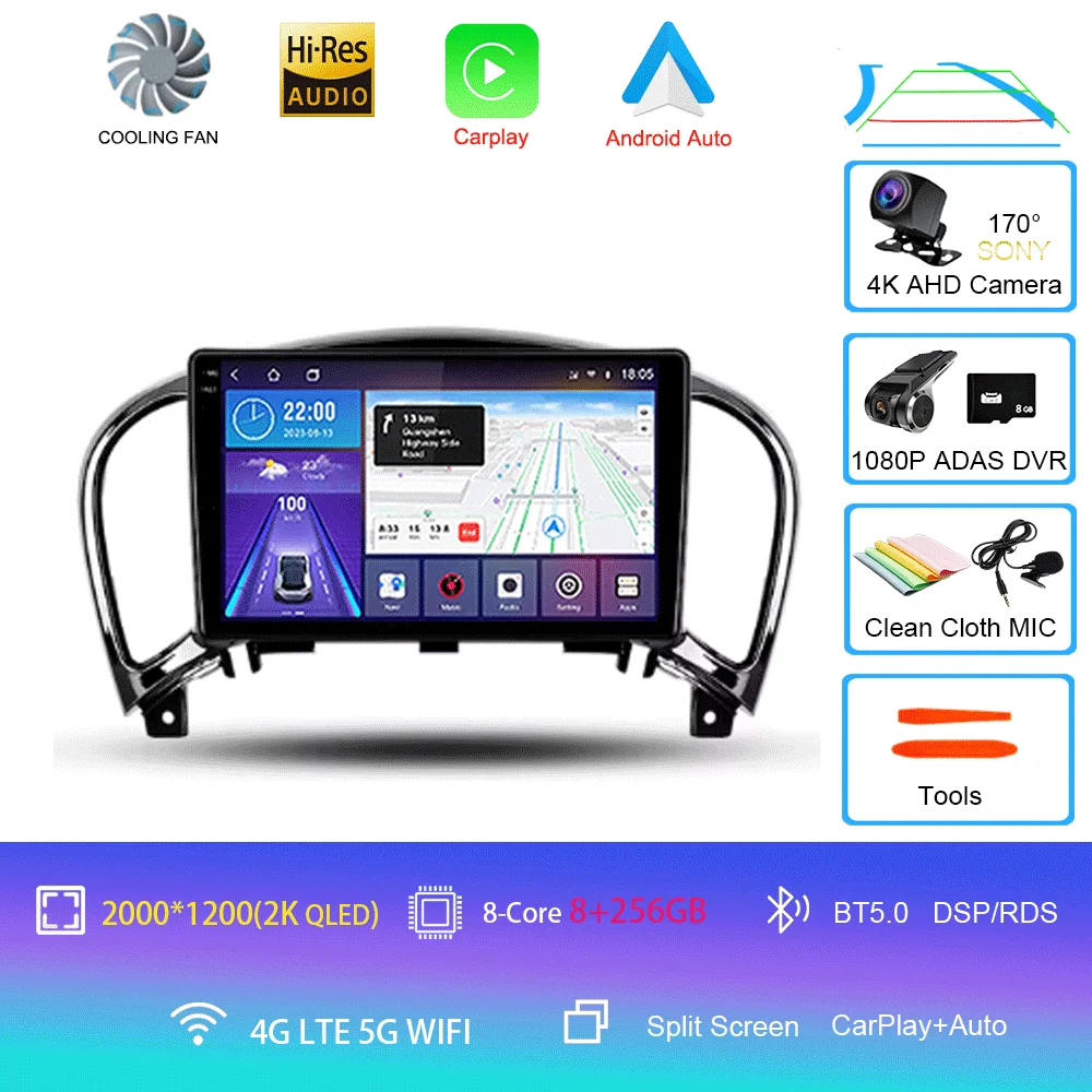 

Для Nissan Juke 2010-2014 Carplay Auto 4G + WIFI GPS автомобильный радиоприемник навигация мультимедийный видеоплеер стерео BT Android 15