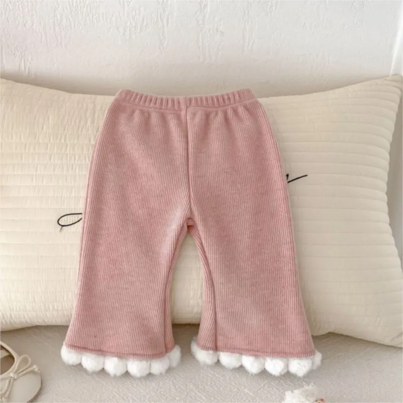 Расклешенные брюки из хлопка и флиса для новорожденных девочек свободные